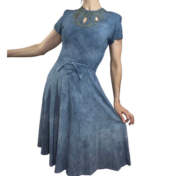 vintage Dresses & Skirts - vintage 40's dress with‎ cutouts blue XS